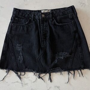 We The Free Black Frayed Mini Skirt